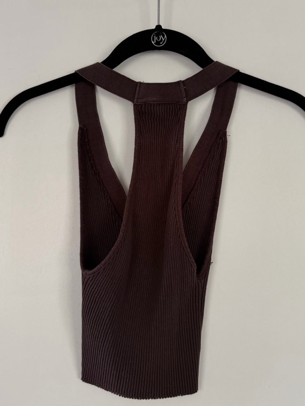 Zara Ribbed V-Neck Racerback Tank - Brown - Picture 3 of 4